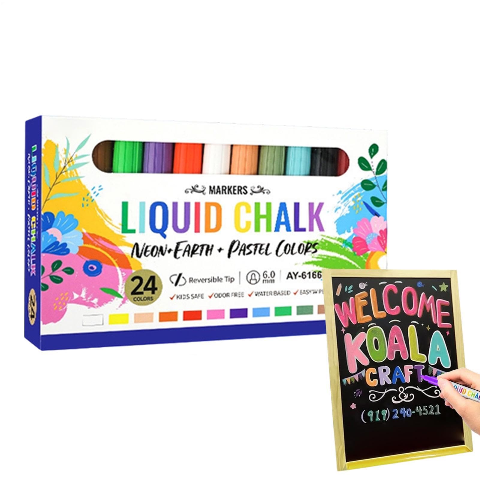 Kreidemarker für Tafel, 6 mm, wendbare Spitzen, löschbare Schreibmarker | Flüssigkreide für Schule, Klassenzimmer, Büro, Zuhause, Meeting, Konferenzen, Tafel, Kreidetafel, Whiteboard