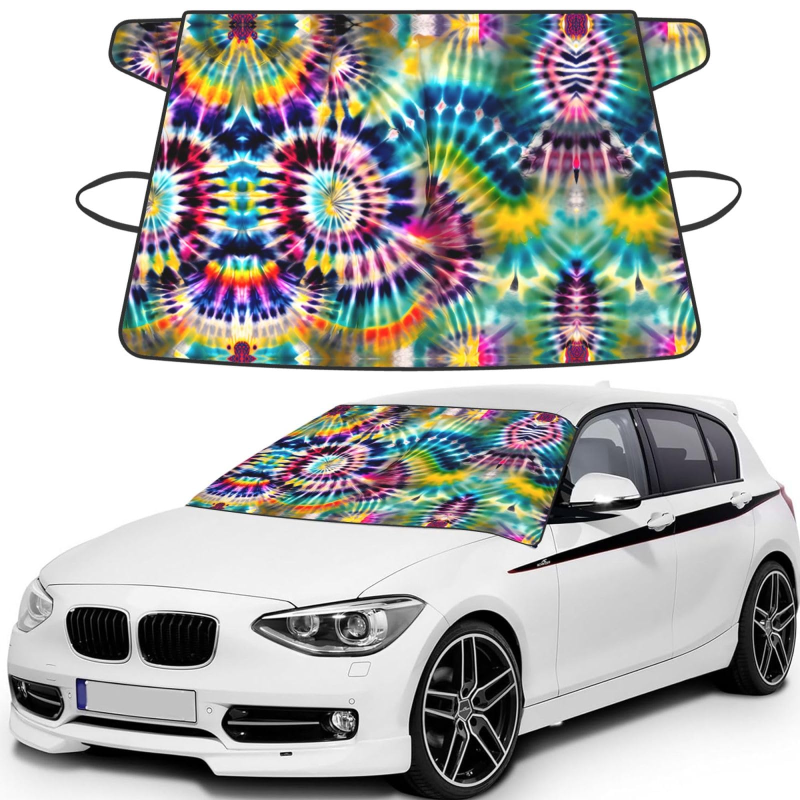 Cubierta protectora de hielo y nieve para coche Exotic Tribe con diseño de teñido anudado 8