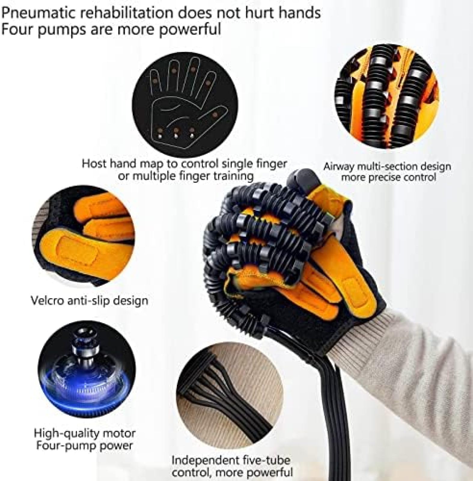 Rehabilitación De Dedos Carrera Ambas Manos Entrenamiento Rehabilitación Robot Guantes Carrera Hemiplejía Férula De Mano Ortesis De Dedo Para Aliviar El Dolor De Muñeca Y Pulgar,Naranja,S si