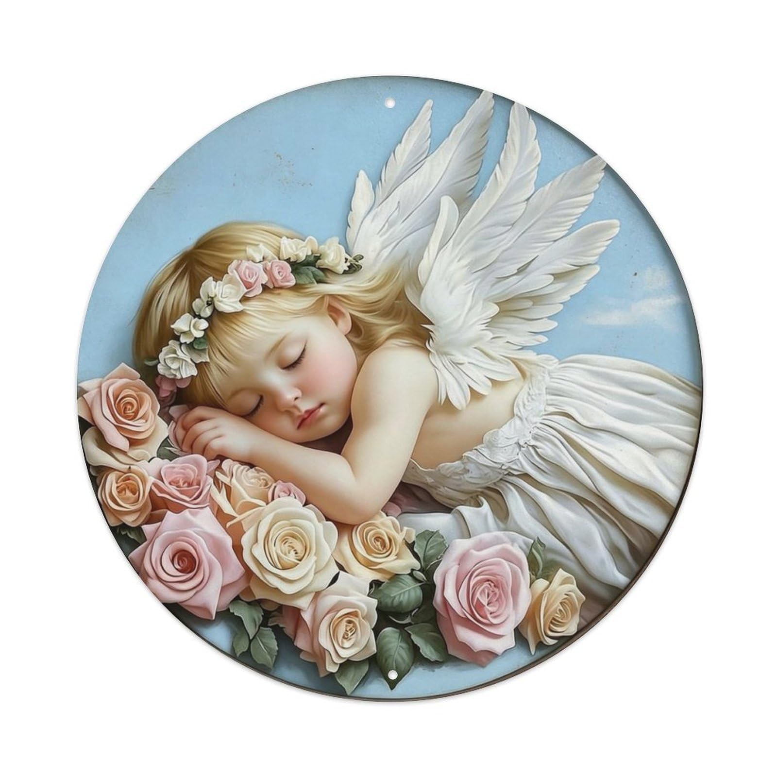 Sweet Slumber Angel Metal Tin Sign Plaque