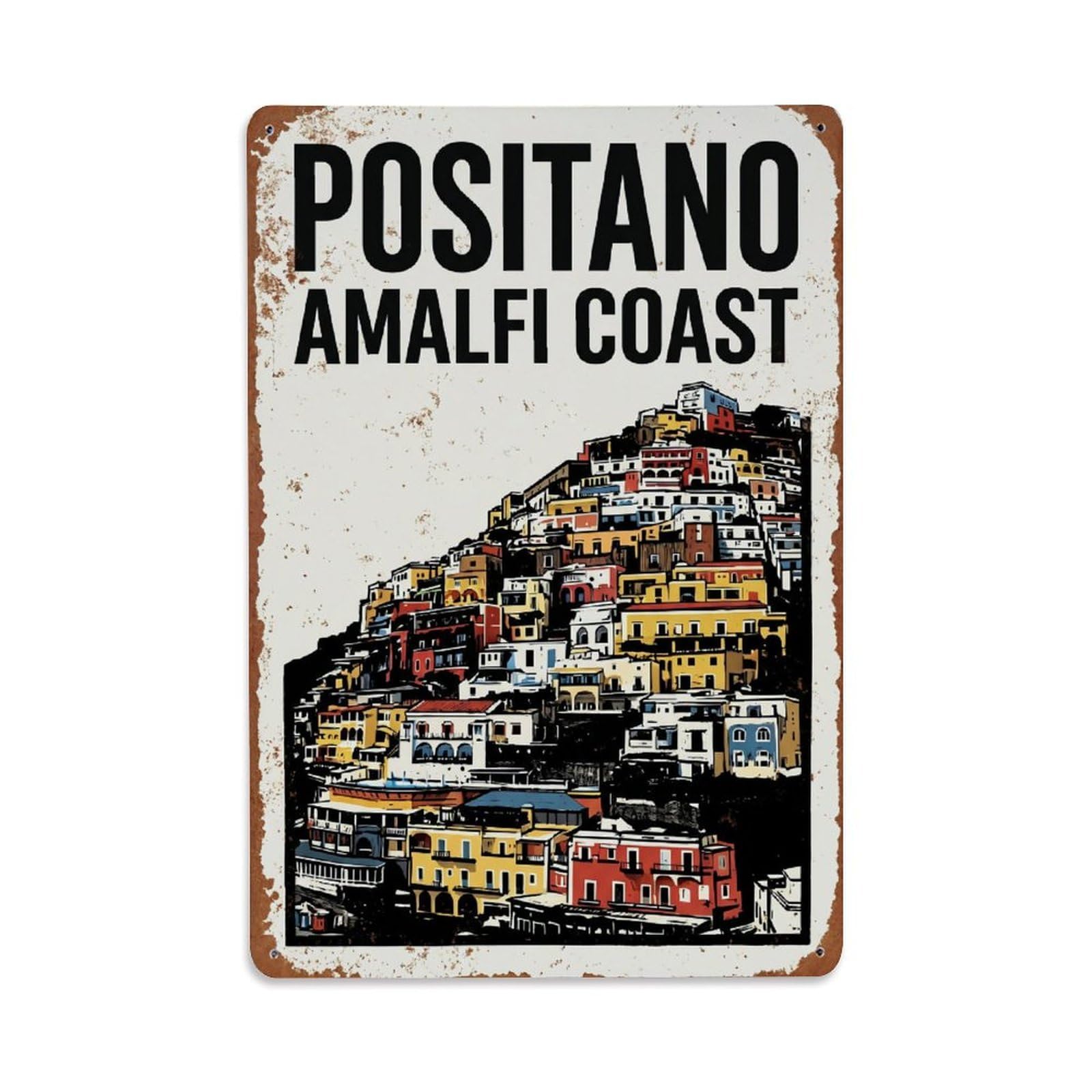 Vintage Travel Positano Italy Landmark Metal Tin Sign
