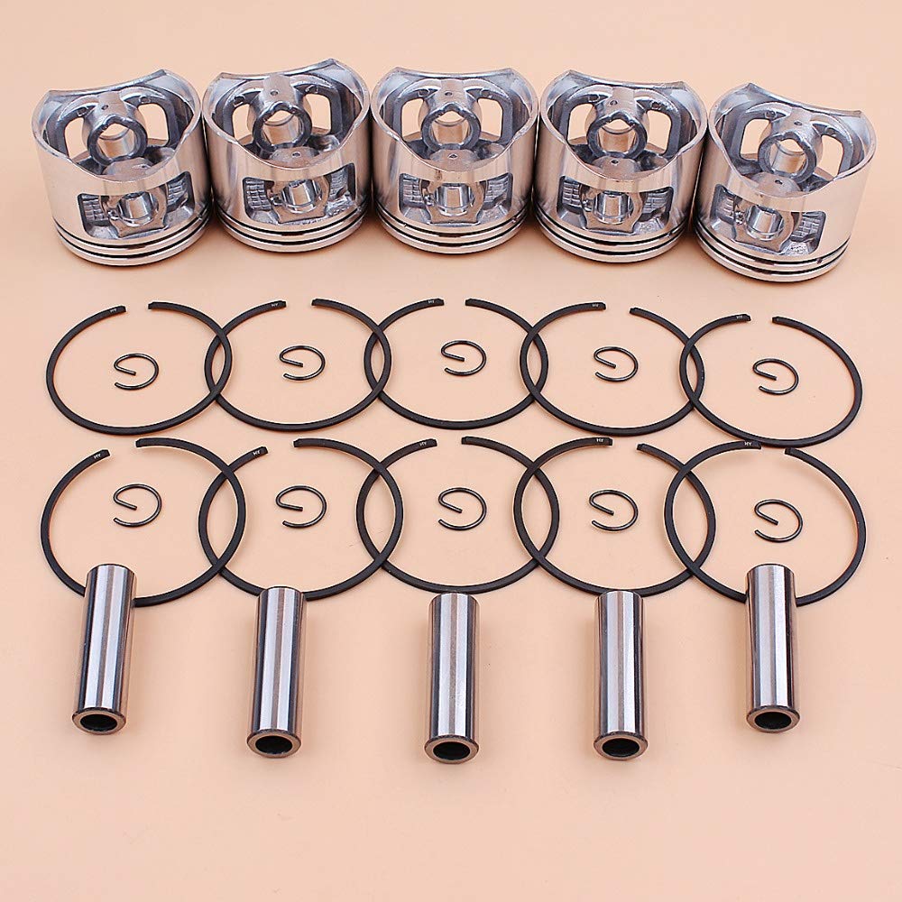 Tiempo Beixi 5set / Lot 45mm Anillos de pistón Kit for 4500 5800 5200 China Sierras a 45cc 52cc 58cc Motor del Motor de Gas Chinos Motosierra Recambios
