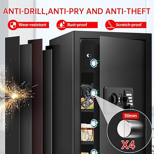 Miniatura 8 de Cajas fuertes extra grandes de 6.2 pies cúbicos para el hogar, impermeables, antirrobo a prueba de fuego, para uso doméstico con cerradura de