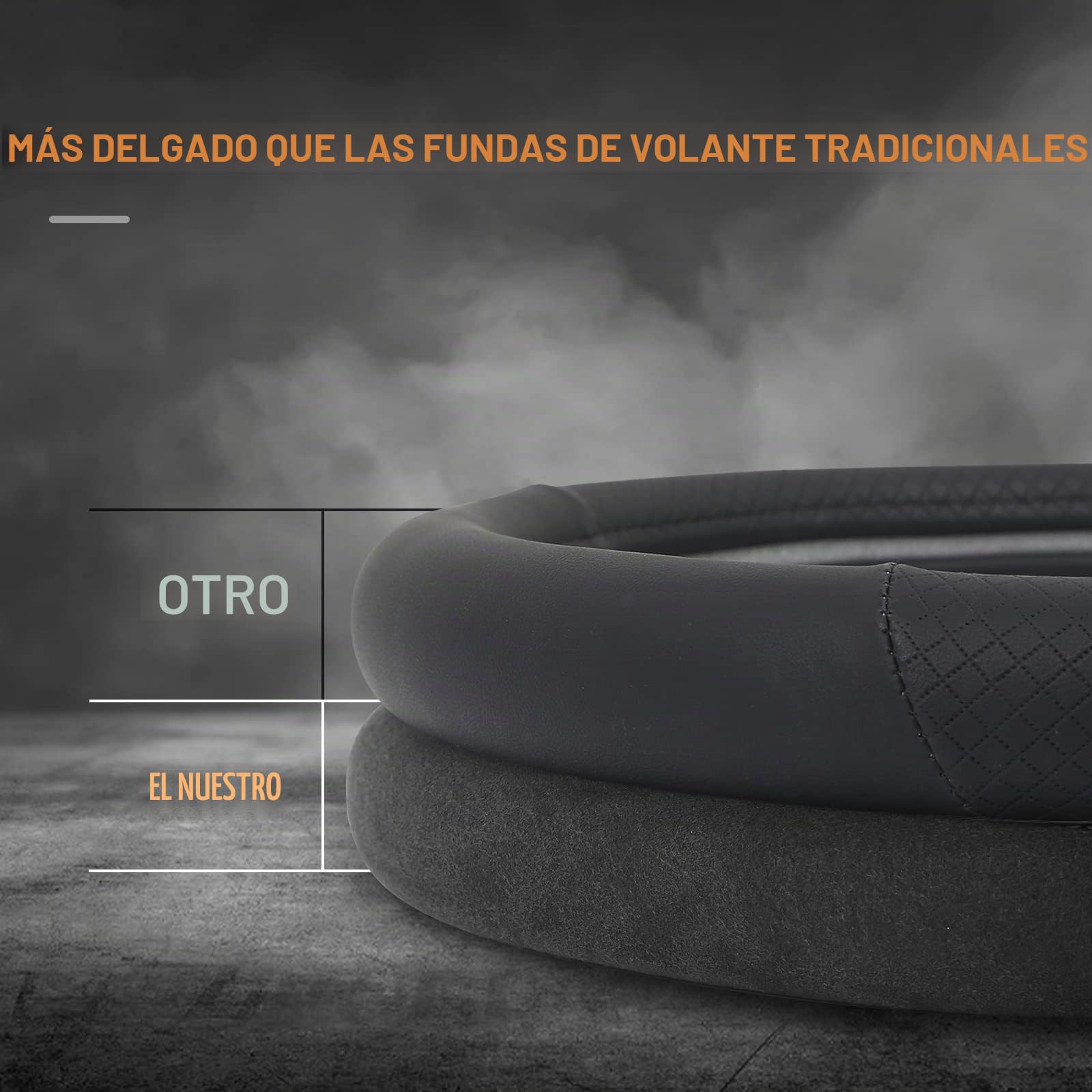ZATOOTO Fundas para el Volante del Coche, Protectores de Cuero de Gamuza con Tacto Suave, Antideslizante y Deportivo, Tamaño Universal 37-38cm / 14.5-15in