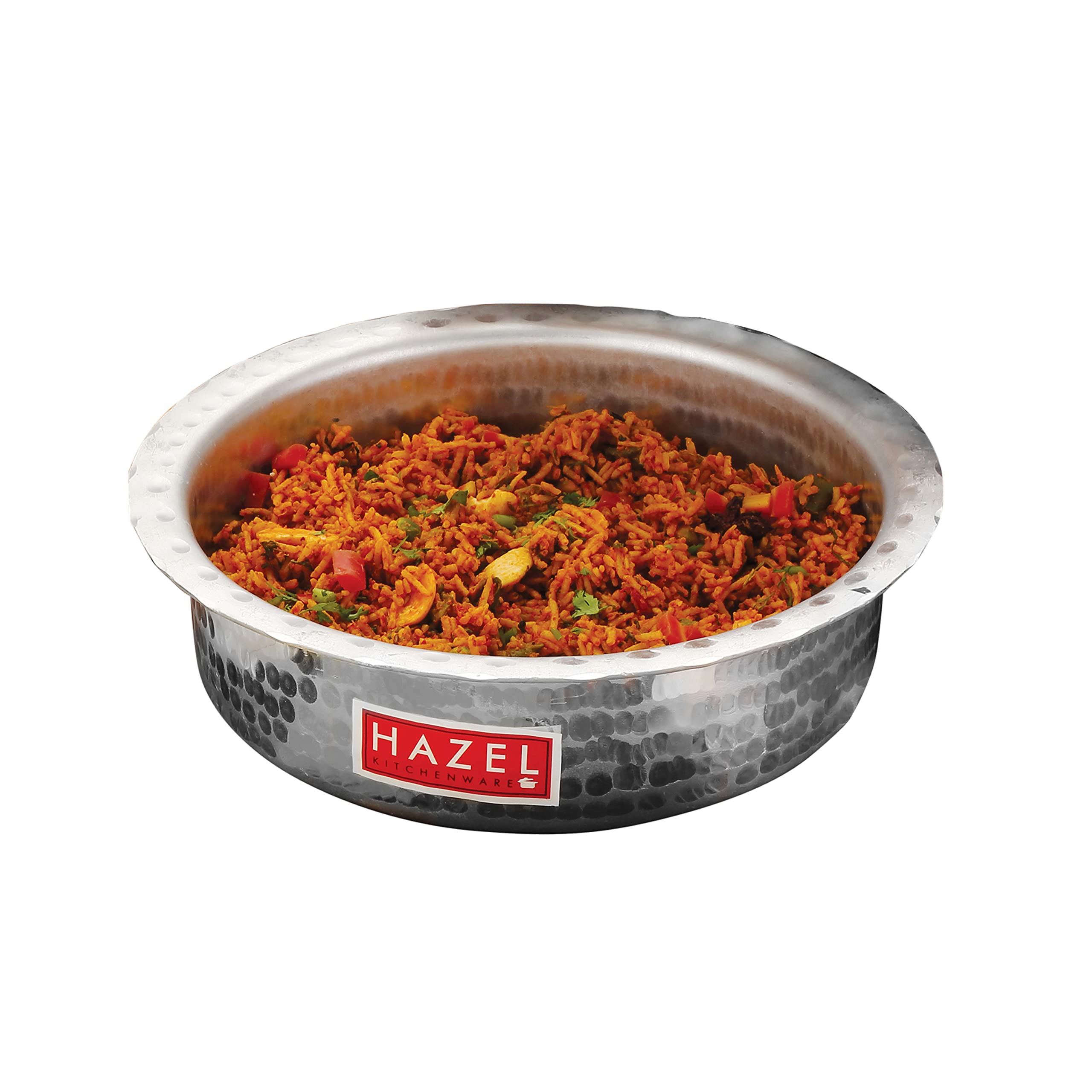 HAZEL Aluminium Langdi Patila Pot with Lid Hammered Finish Round Bottom Boiling Tope Vessels Bhagona Dekchi (1, 2100 ML) - Image 7 thumbnail