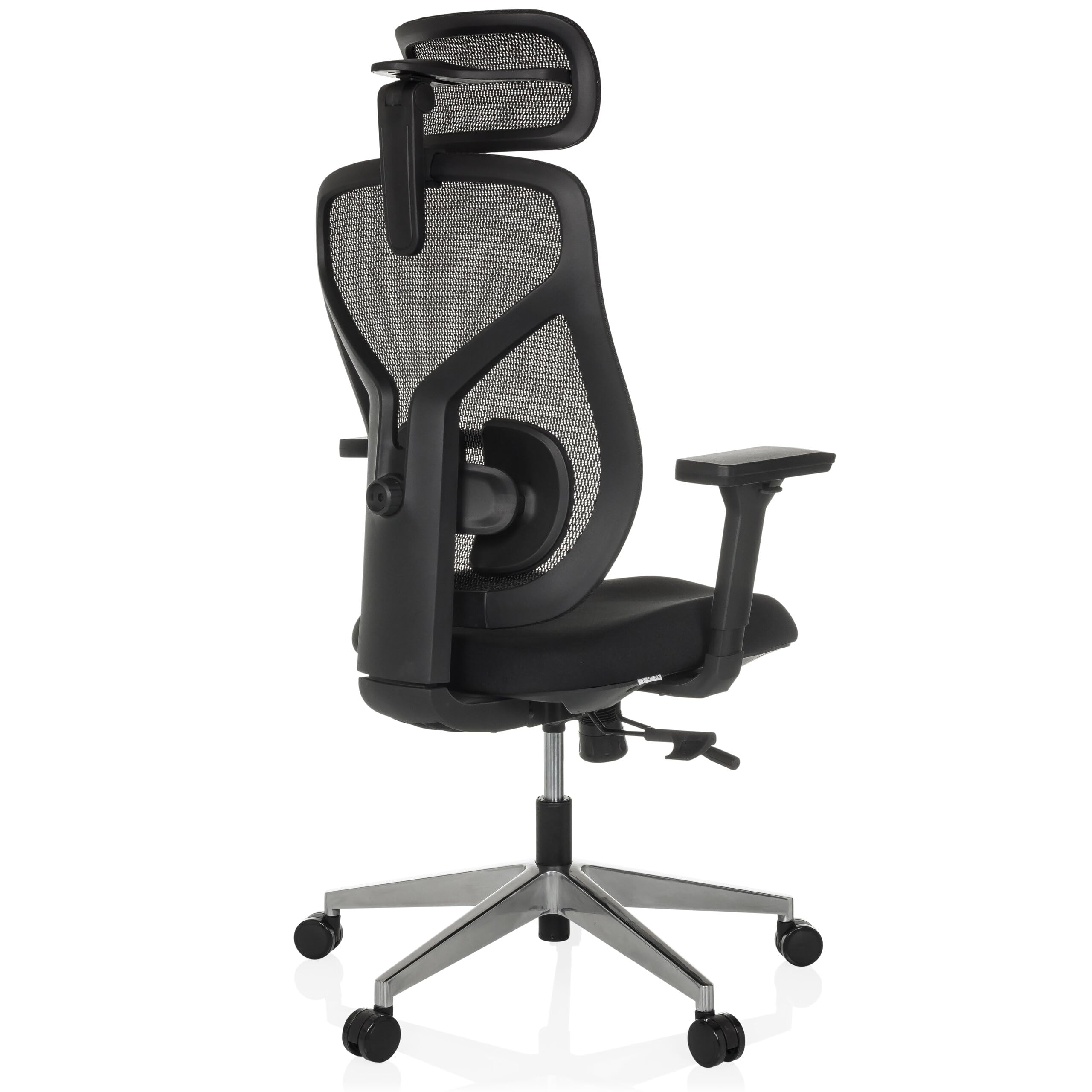 hjh OFFICE Bürostuhl ergonomisch CASSILIS B Netz Drehstuhl, Verstellbare Rückenlehne mit Lendenstütze, Körpergröße bis 220 cm, Schwarz