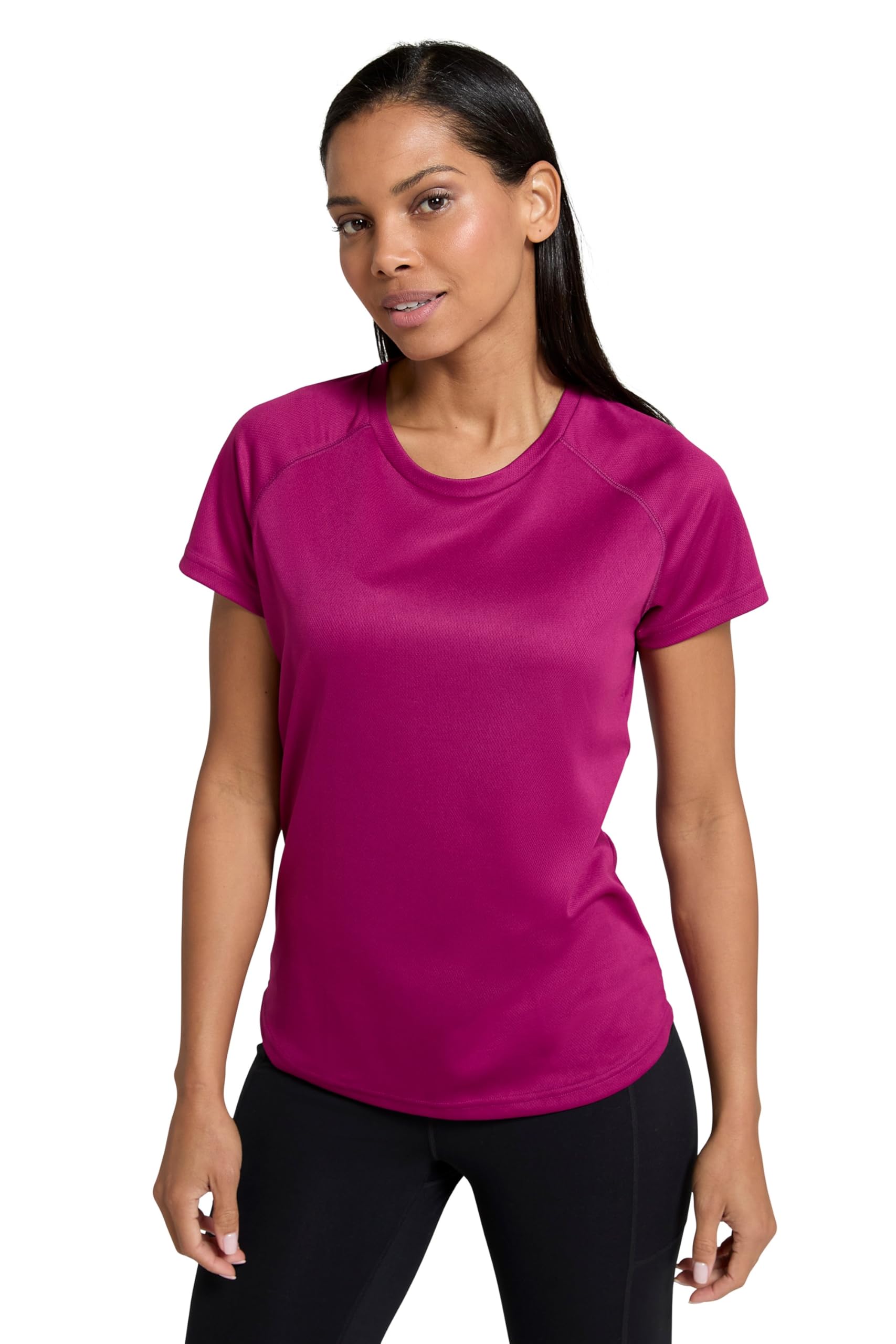 Mountain Warehouse Endurance Womens T-Shirt - IsoCool Ladies Top, UPF30+ Tee - Running, Travel Purple (Plain) Women's Size 18