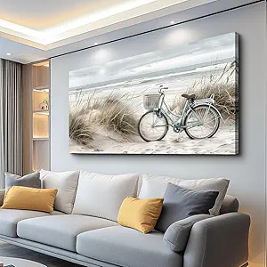 ERQINHUA Large Wall Canvas Picture Aesthetics Painting With Printed Wall Art For Restaurant Marine Beach Landscape Painting Wall Decor For Office Living Room Bedroom Home Decoration 30 X 60 Inches