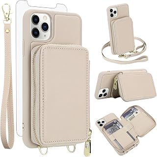 Beige wallet case with crossbody strap for iPhone 11 Pro Max