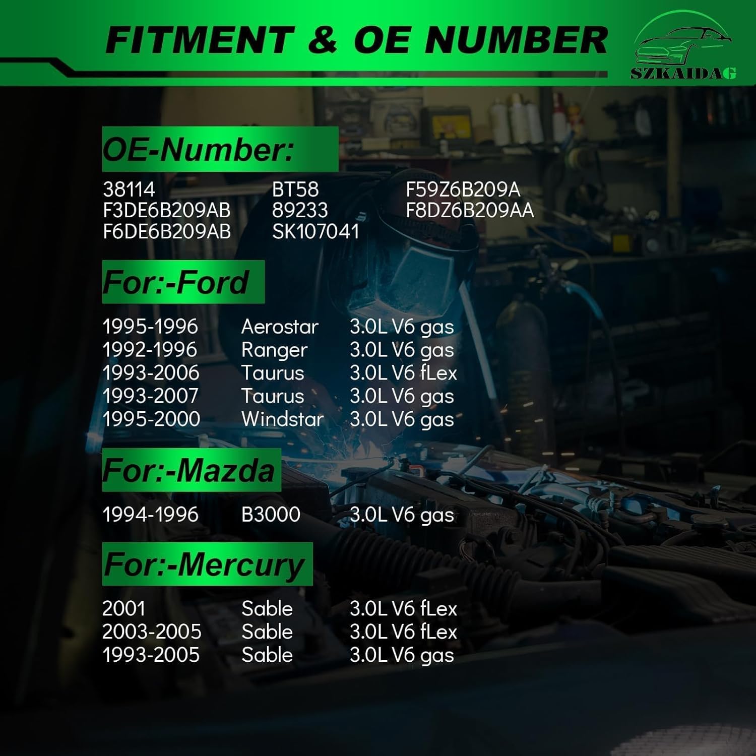 Belt Tensioner Assembly with Pulley for:-Ford Ranger 1992-1996 Windstar 1995-2000 Taurus 1993-2007 for:-Mazda B3000 1994-1996 for:-Mercury Sable 1993-2005 3.0L Belt Tensioner OE#F3DE6B209AB