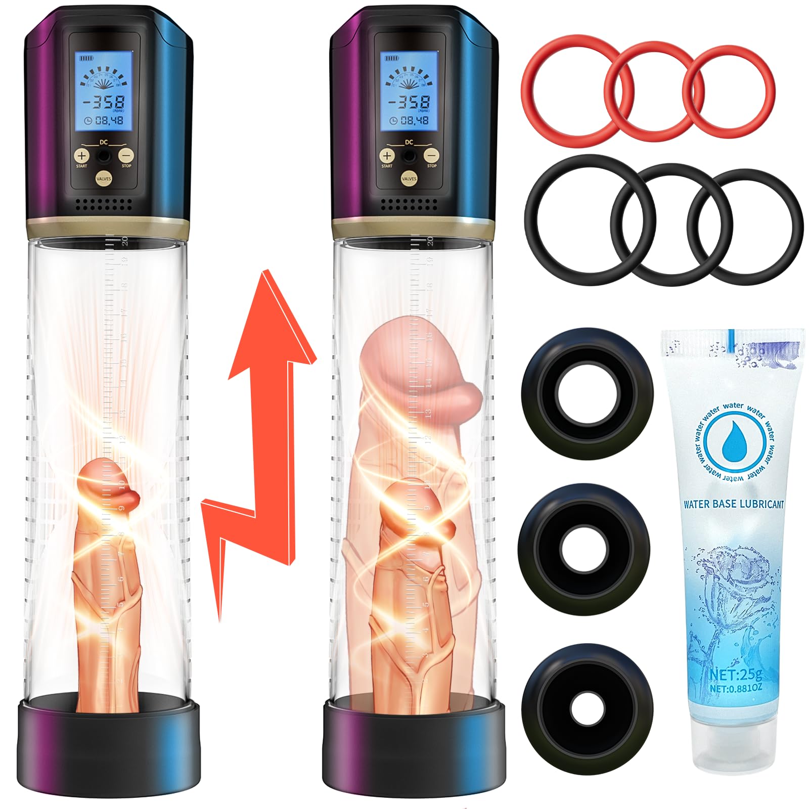Pompe à Pénis Sex Toys Homme Masturbeuse, Jouet Adulte pompe à vide électrique pour pénis avec 8 modes de succion pour hommes le massage, Sextoy Pompe à Vide Extender avec 3 anneaux en silicone