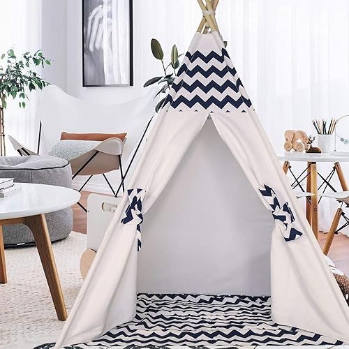 Miniatura 3 de Tienda de campaña tipi para niños, tipi, tienda de campaña con alfombrilla para niños para interiores y exteriores, tienda de campaña india de lona