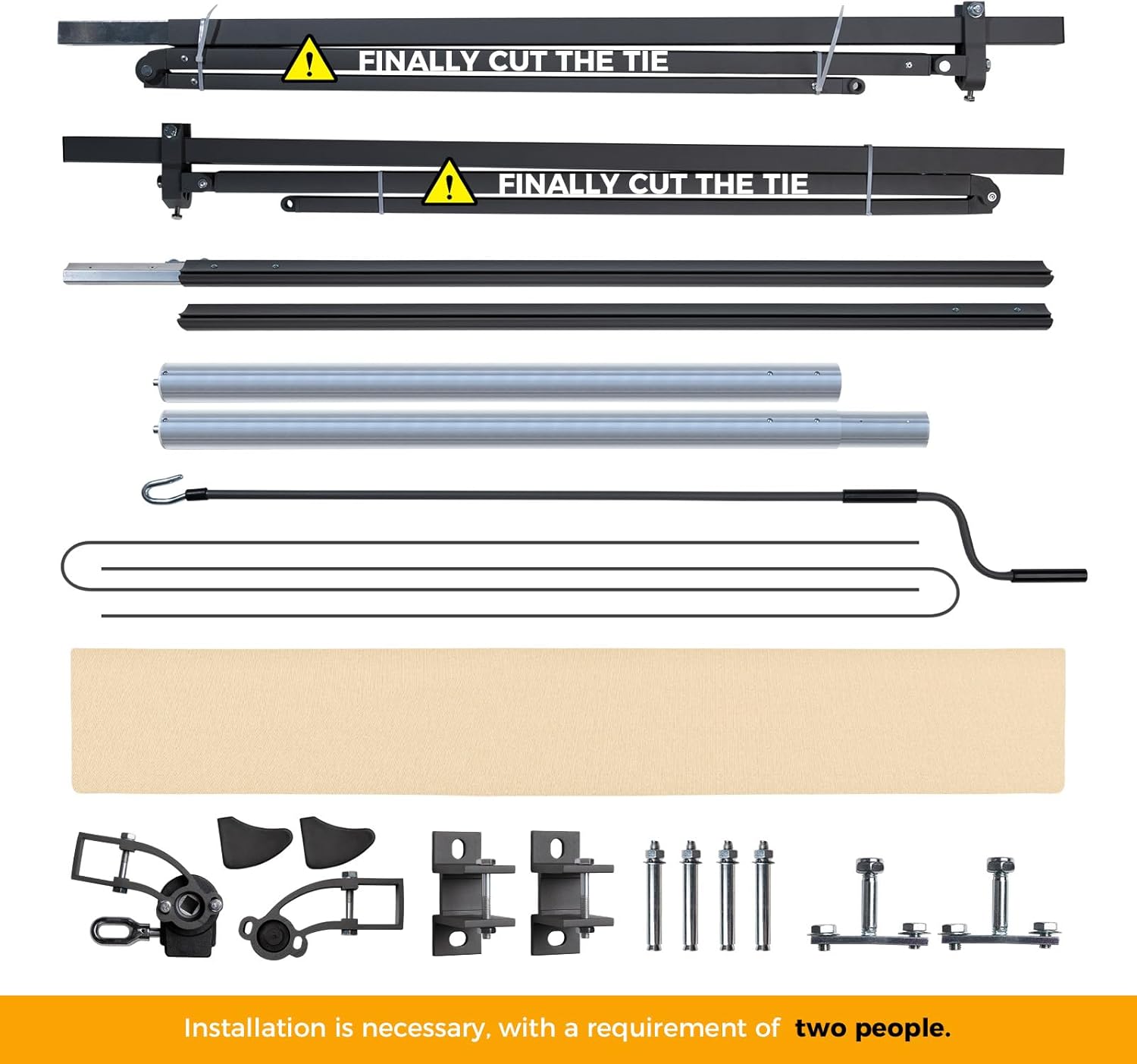 HOMEDEMO 8.2x6.5 Retractable Awning for Patio, Manual Awnings, Sunshade Shelter Crank Handle, UV & Waterproof Polyester Cover and Aluminum Frame for Outdoor Deck, Balcony, Yard, Beige