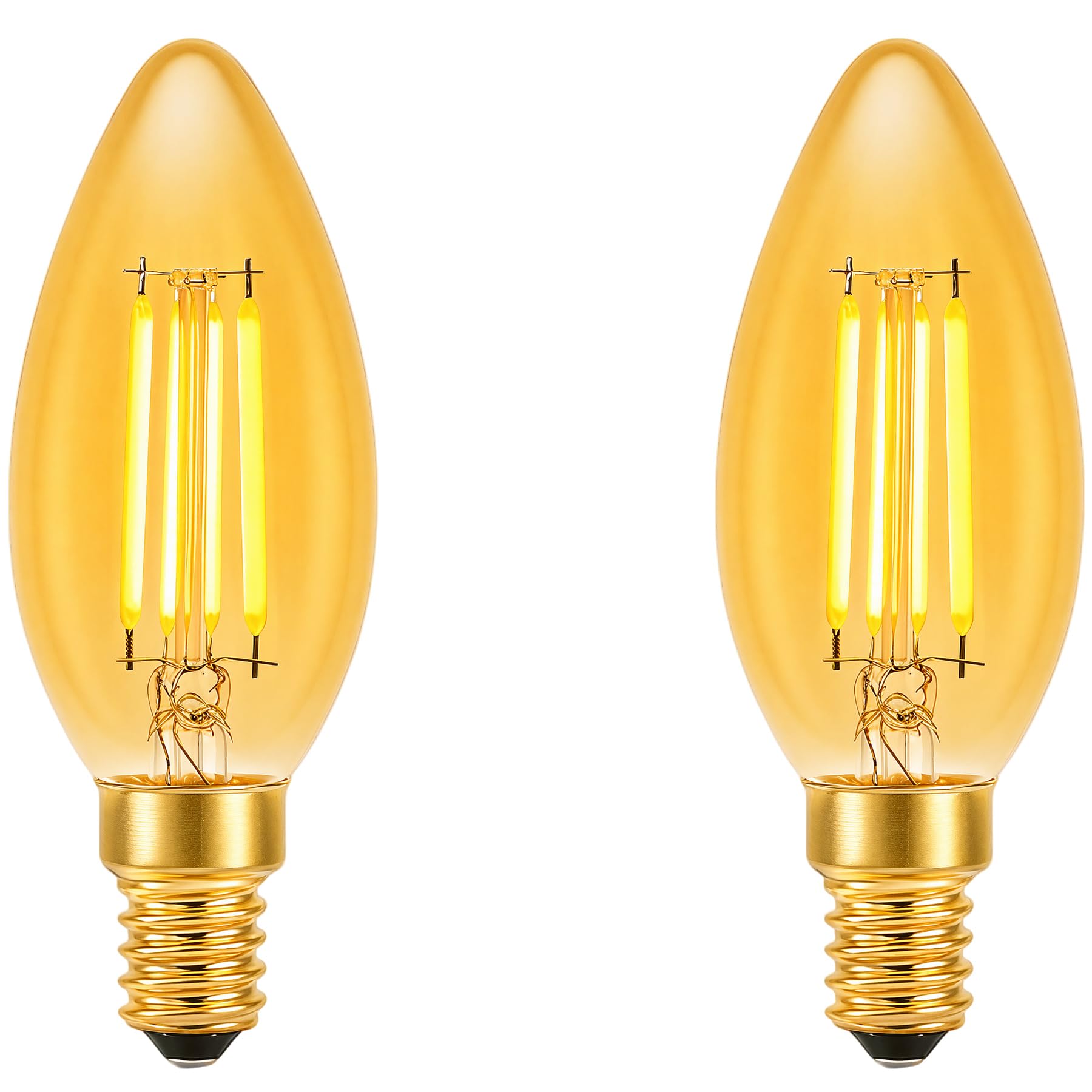 Summalux E14 Vintage LED Candle Light Bulb 4W, Small Screw LED Filament Bulb 400LM, 40W Equivalent, C35 Retro Amber Glass 2200K Warm White, Small Edison Screw SES Bulb, Non-Dimmable, 2 Pack