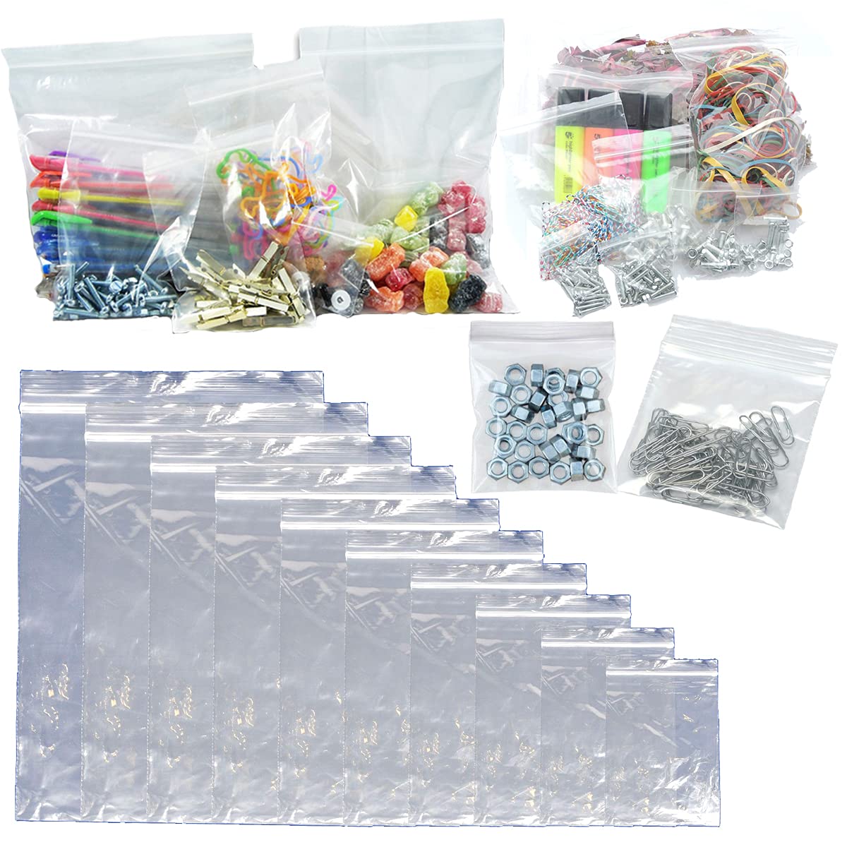 Reusable Grip Seal Clear Poly Plastic Storage Bags from 1.5" to 20" Recyclable Perfect for Food Craft Storage 100-5000pcs (500, 7.5x7.5")