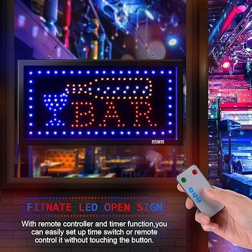 Miniatura 8 de Letrero abierto LED, letrero de barra de negocios, letrero de pantalla eléctrica, con control remoto y función de temporizador, 2 modos de
