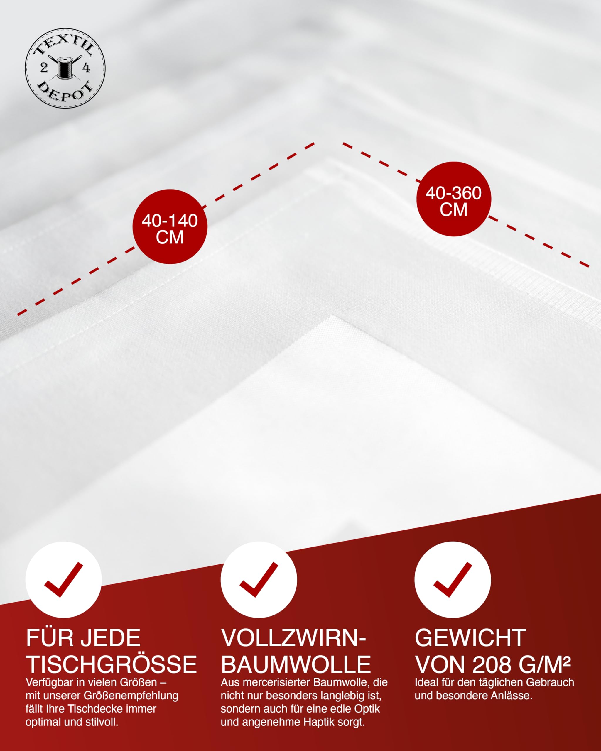 TextilDepot24 Damast tafelkleed tafelloper wit met atlasrand wasbaar op 95 °C 140 x 100 100 x 140 cm