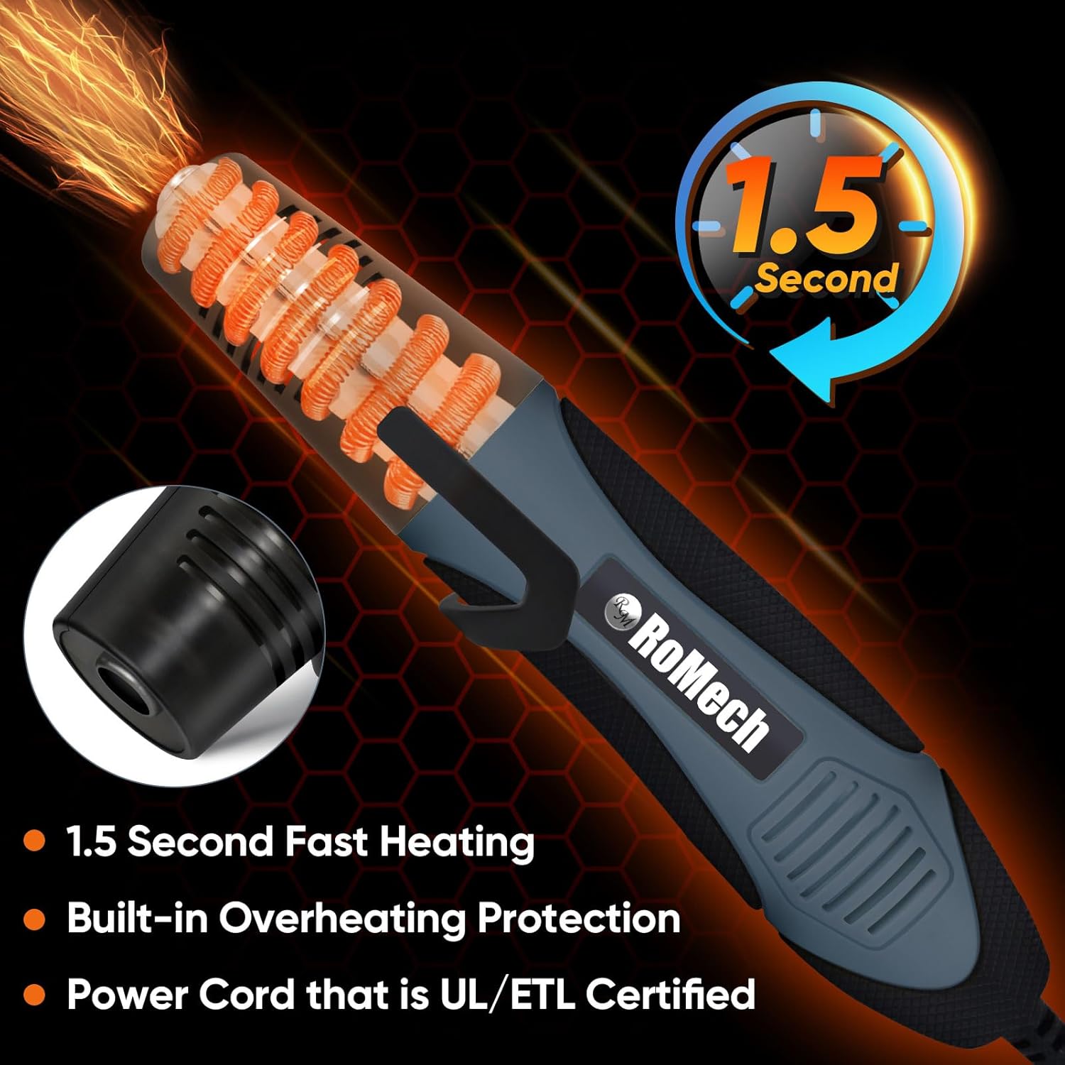 ROMECH 1500W Heavy Duty Heat Gun with 4 Nozzles + 350W Heat Gun with 2 Nozzles