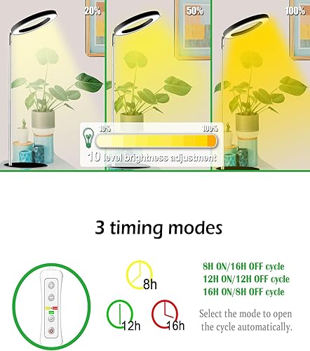 Miniatura 27 de yadoker 72 luces LED de espectro completo para plantas de interior, altura ajustable, carcasa de aluminio de 6.3 pulgadas, temporizador automático