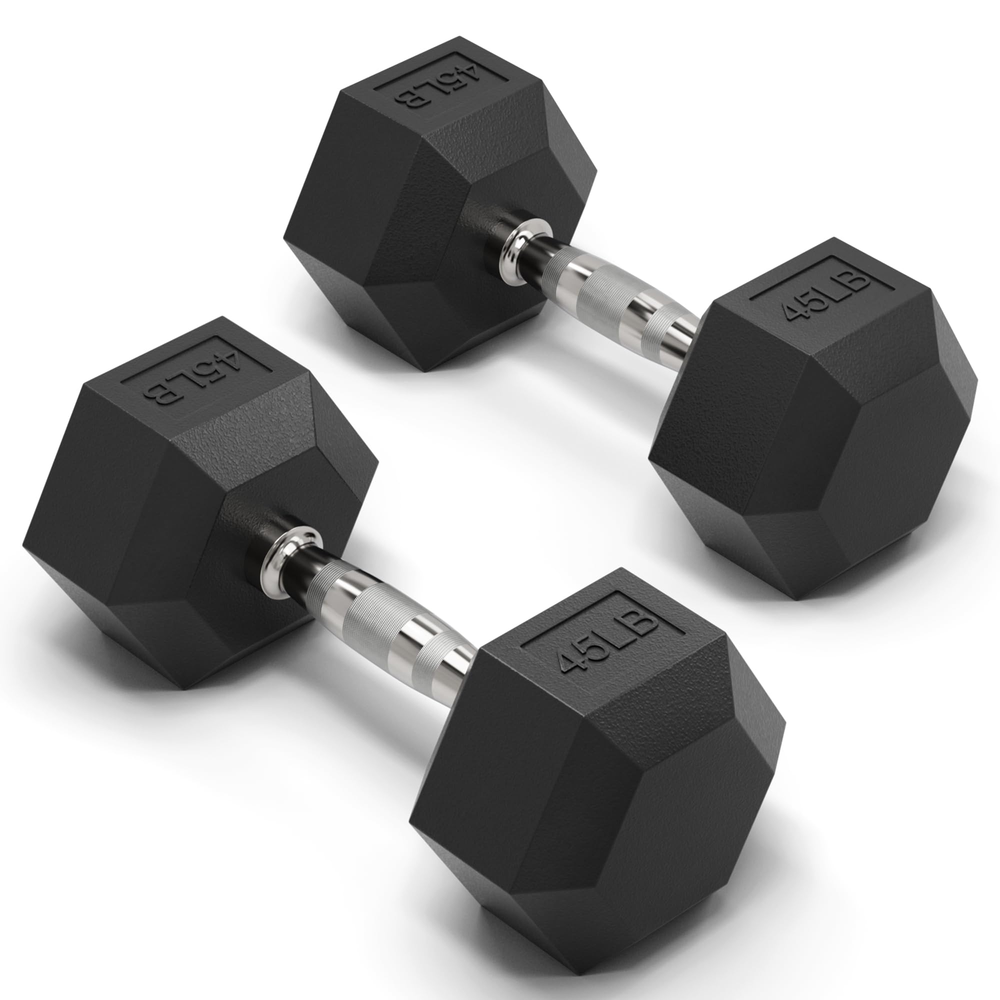 Mikolo Dumbbell Sets with Rack, Rubber Hex Dumbbells, Multiple Choices in 160/200/380/450/550LB, Hand Weights with Chrome Handle for Strength Training