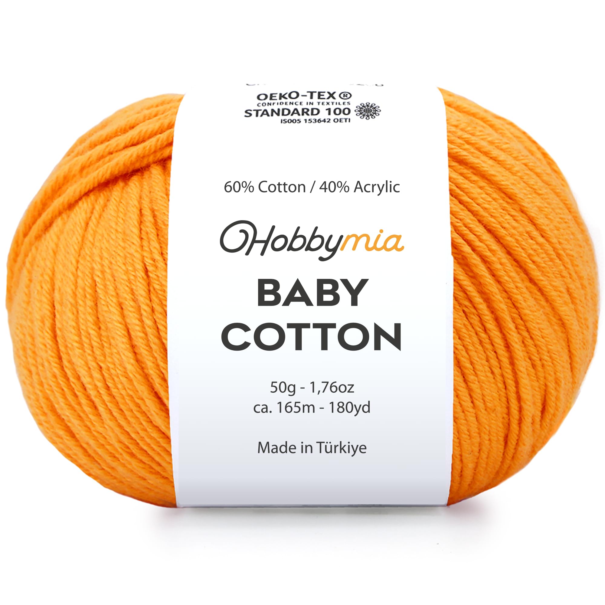 Baby Cotton Blend Yarn – Soft Sport Weight Yarn for Crochet & Amigurumi - 50g/180yds - 60% Cotton 40% Acrylic - Ideal for Baby & Knitting Proj.(Neon Green, 1 Ball) — view 38