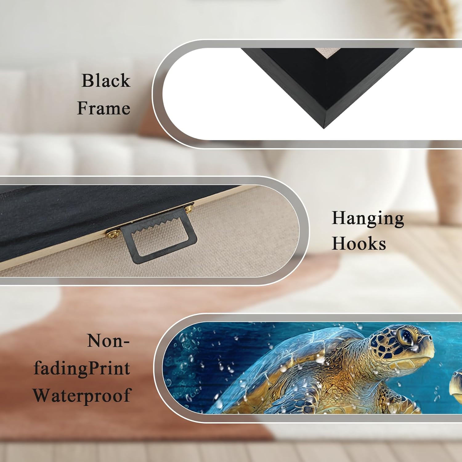 Sea Turtle Bathroom Decor Wall Art Ocean Turtle Pictures Canvas Painting Artwork Signs Decoration Gifts For Bathroom Living Room Bedroom Office Framed 16"X24"