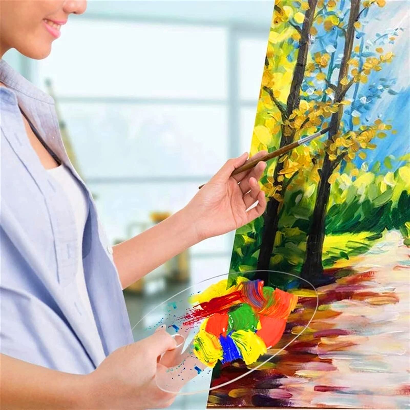 Lot de 4 palettes de peinture acrylique pour loisirs créatifs, peinture à l'huile, couleurs mélangées (15 x 25 cm)