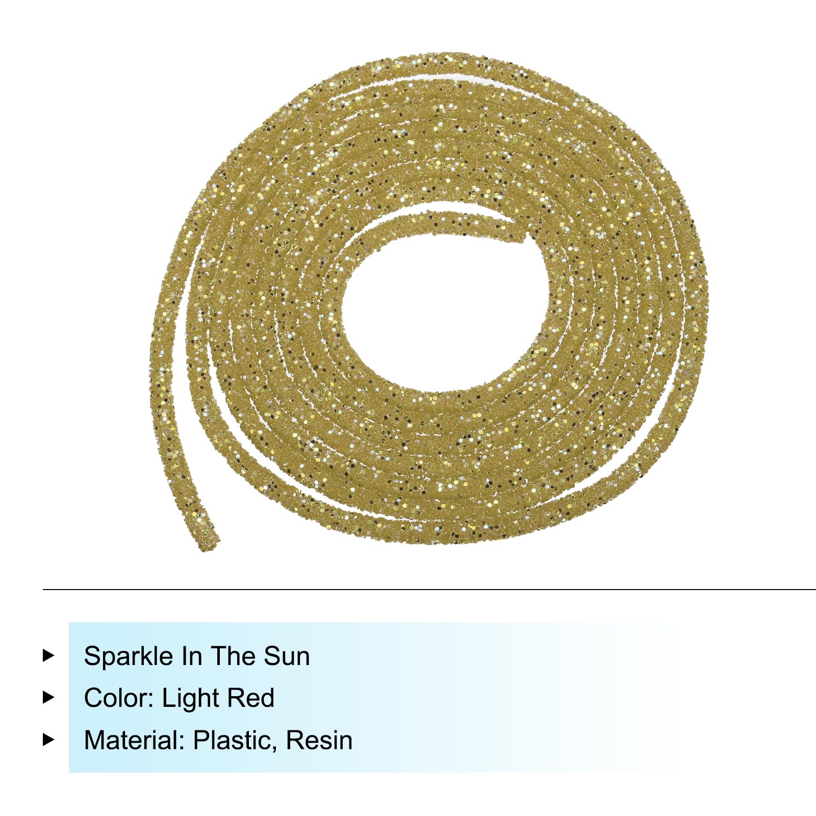 sourcing map 5 Yard 6mm 0.24 inch Glitter Sequins Rope Sequins Rhinestone Tube Cord for DIY Wedding Dresses Costume Clothing Shoes Jewelry Accessory Clear White — view 34
