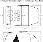Naturehike Opalus Tunnel Backpacking Tent for 2-3 Person, 2 Person 3 Person Backpacking Tent, Lightweight Camping Tent with Footprint & Vestibule