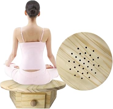 Smokeless Moxibustion Chair with Cushion | Wooden Moxa Cone Burner Box Set for Home Wellness, Meditation & Yoga