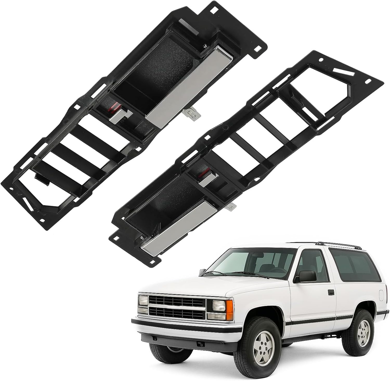 HECASA Front Interior Door Handle Compatible with 1988-1994 Chevrolet Chevy Blazer, Suburban, Silverado, GMC C/K 1500 2500 3500, Yukon, Sierra W/Case and Chrome Lever Driver and Passenger Side 2 Set
