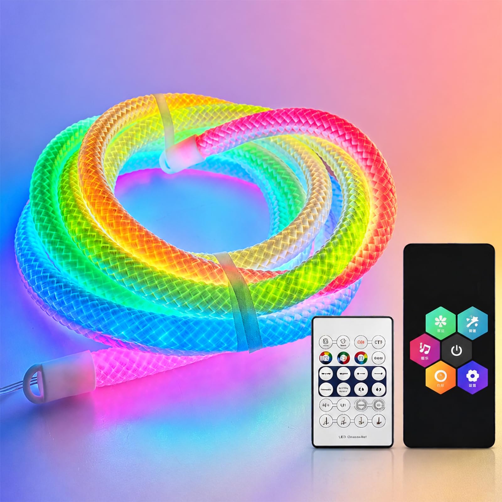 Dragon Scale Woven LED Neon Rope Light for Bedrooms, Parties Decor (2m)
