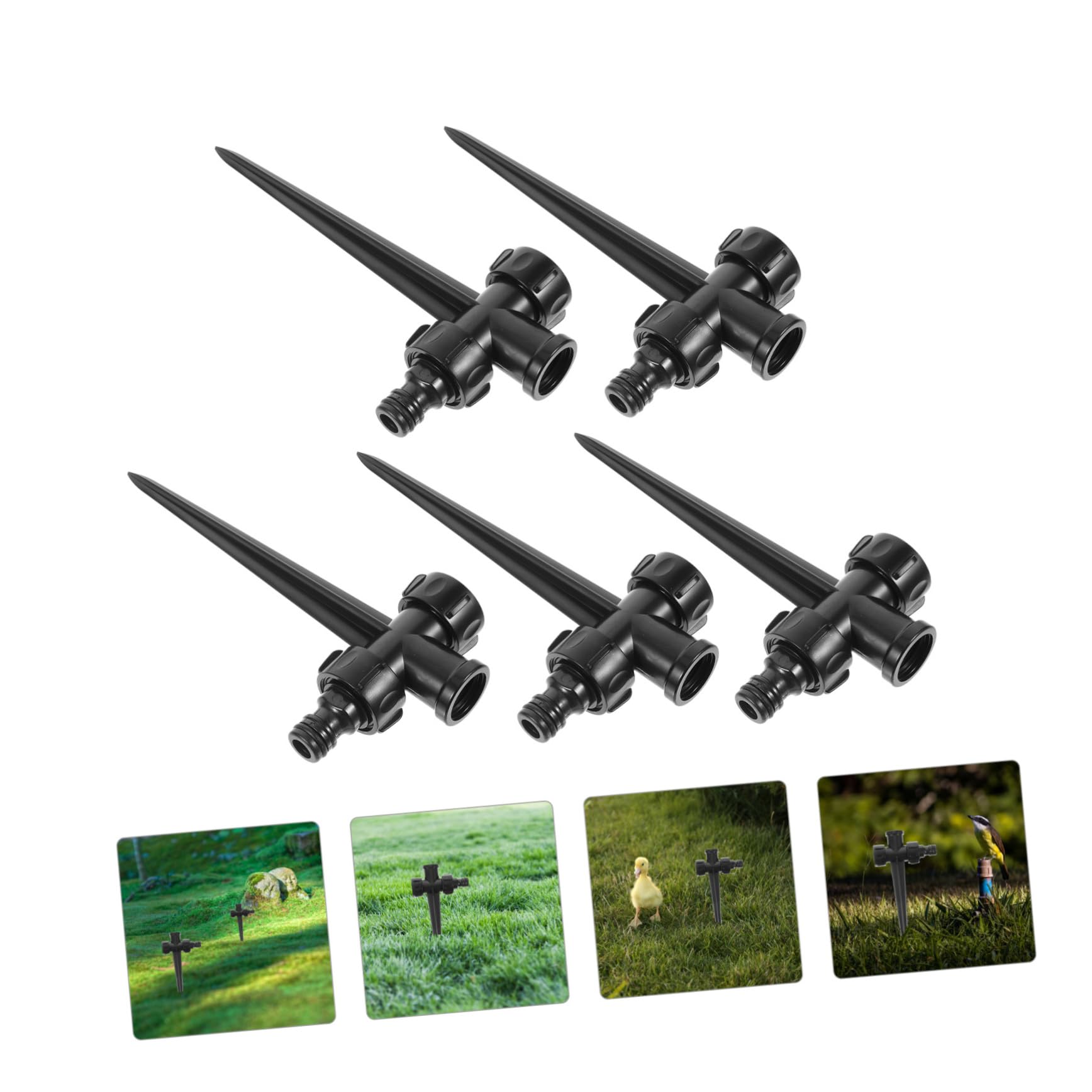 ibasenice 5 Set Sprinkler Rotante Automatico Irrigatori Alto Dispositivi Di Irrigazione Delle Piante Picchi Palo Dell'irrigatore Multi Punta Irroratrice Professionale Nero Plastica 5 Pezzi*5