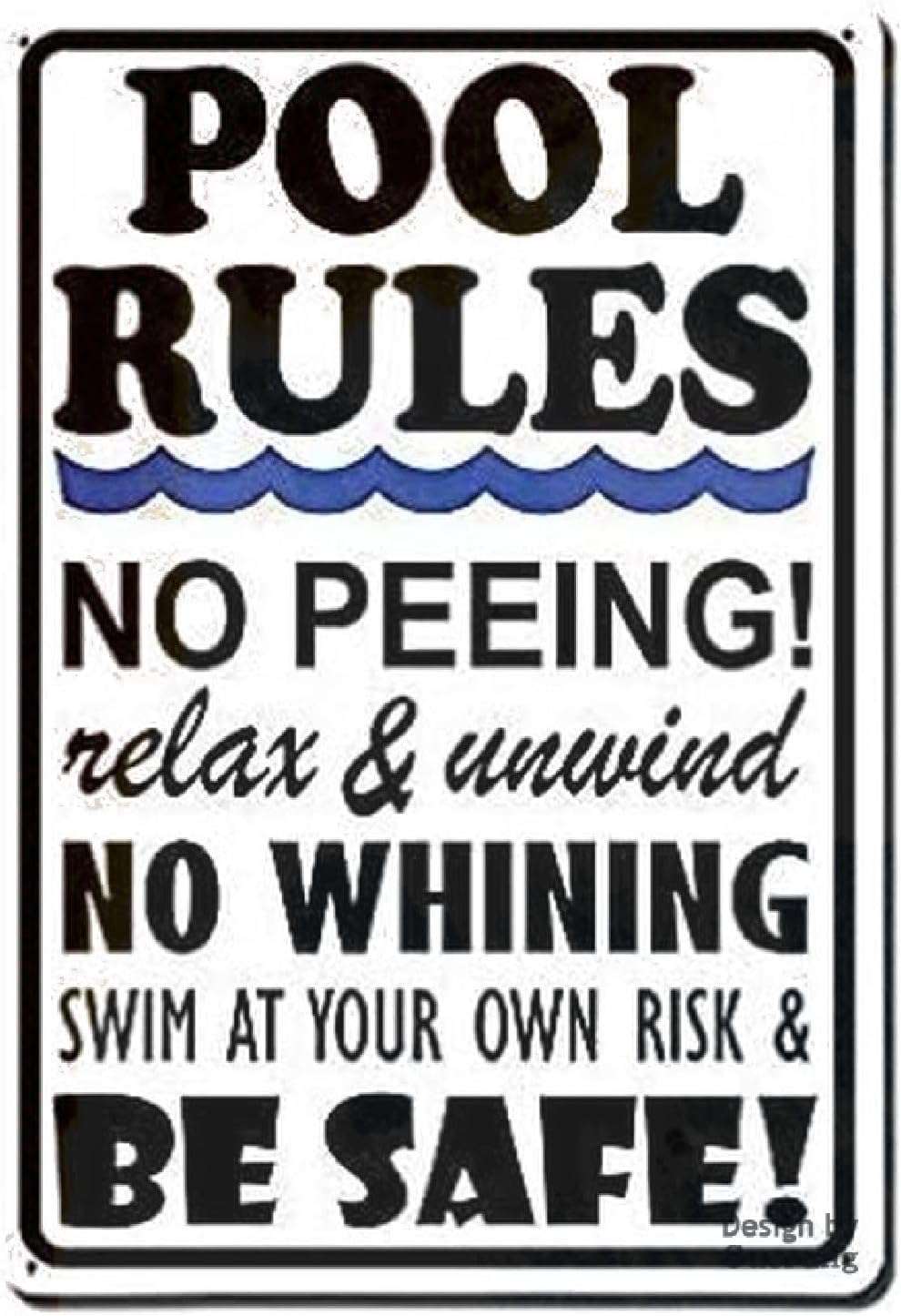 Warning Sign Pool Rules pool Tin Wall Safety 8""X12"" Metal Aluminum