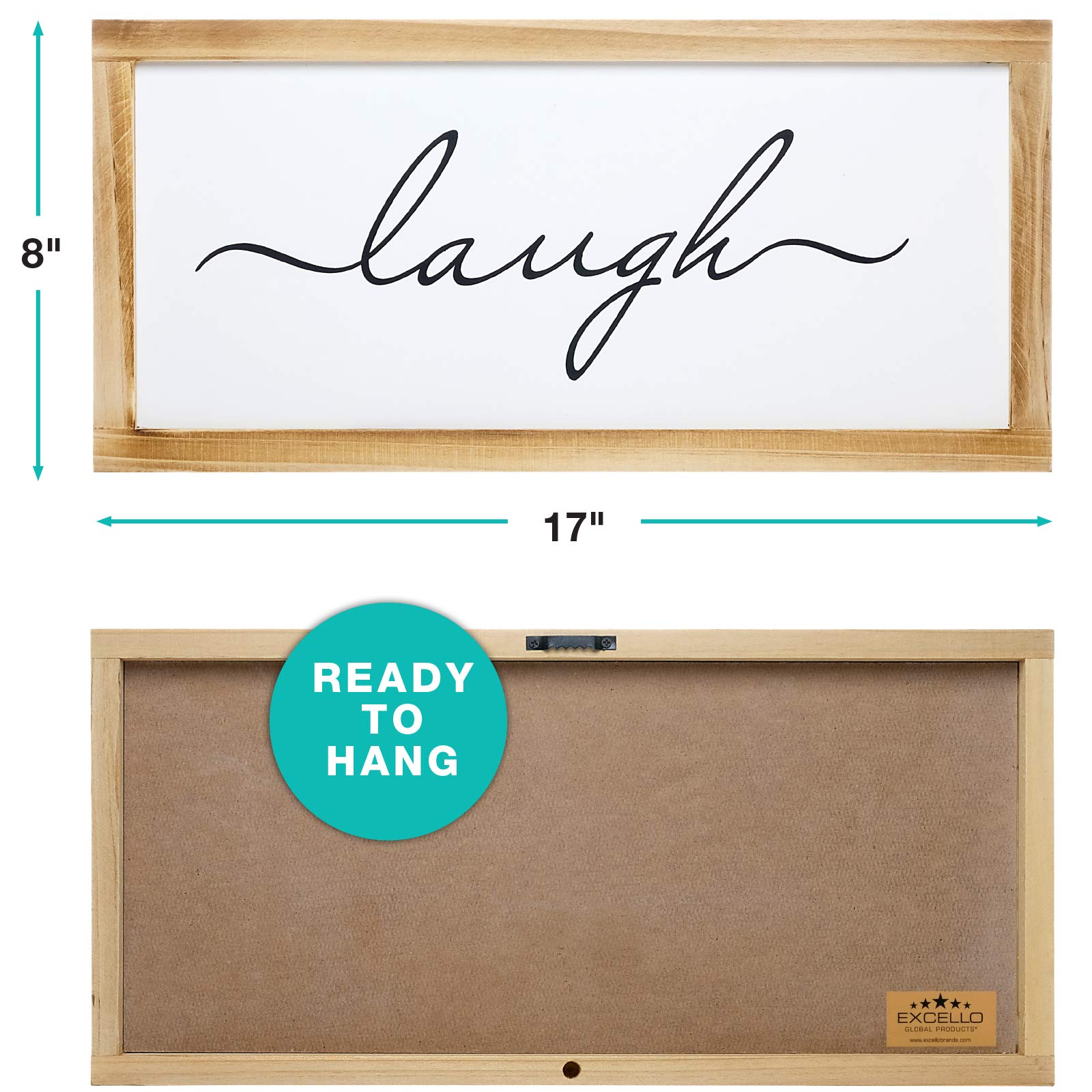 Excello Global Products Letreros con marco de madera de 8 x 17 – Live & Laugh