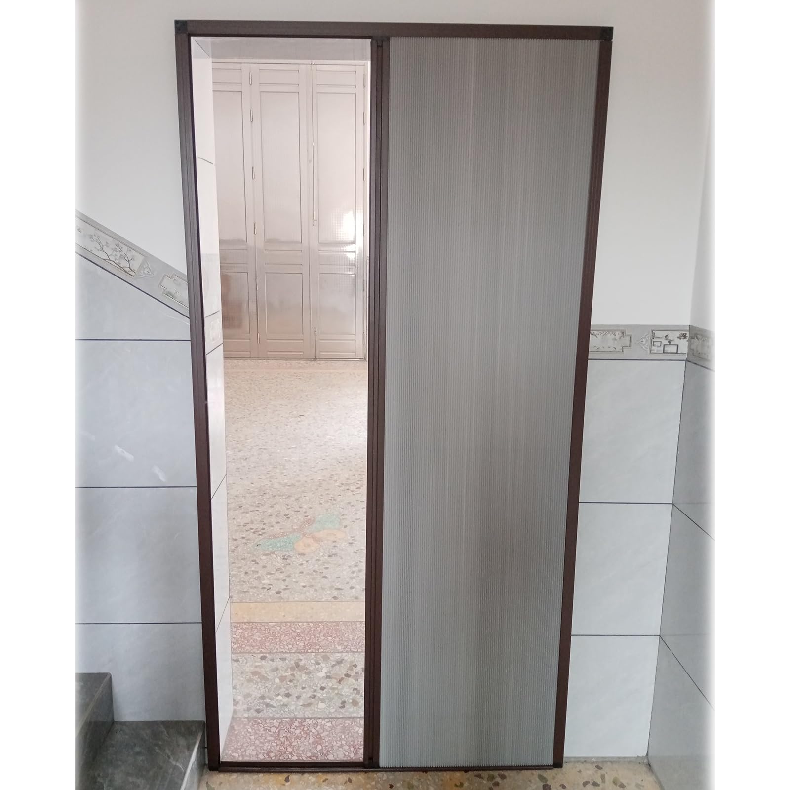 Amufjj One Color Concertina Door Living Room/Shower/Kitchen Folding Accordion Door, 73 83 93 103 113 Cm Width Concertina Doors Internal Grey With Aluminum Frame, No-Drilling(83X200cm/32.7X78.7in)