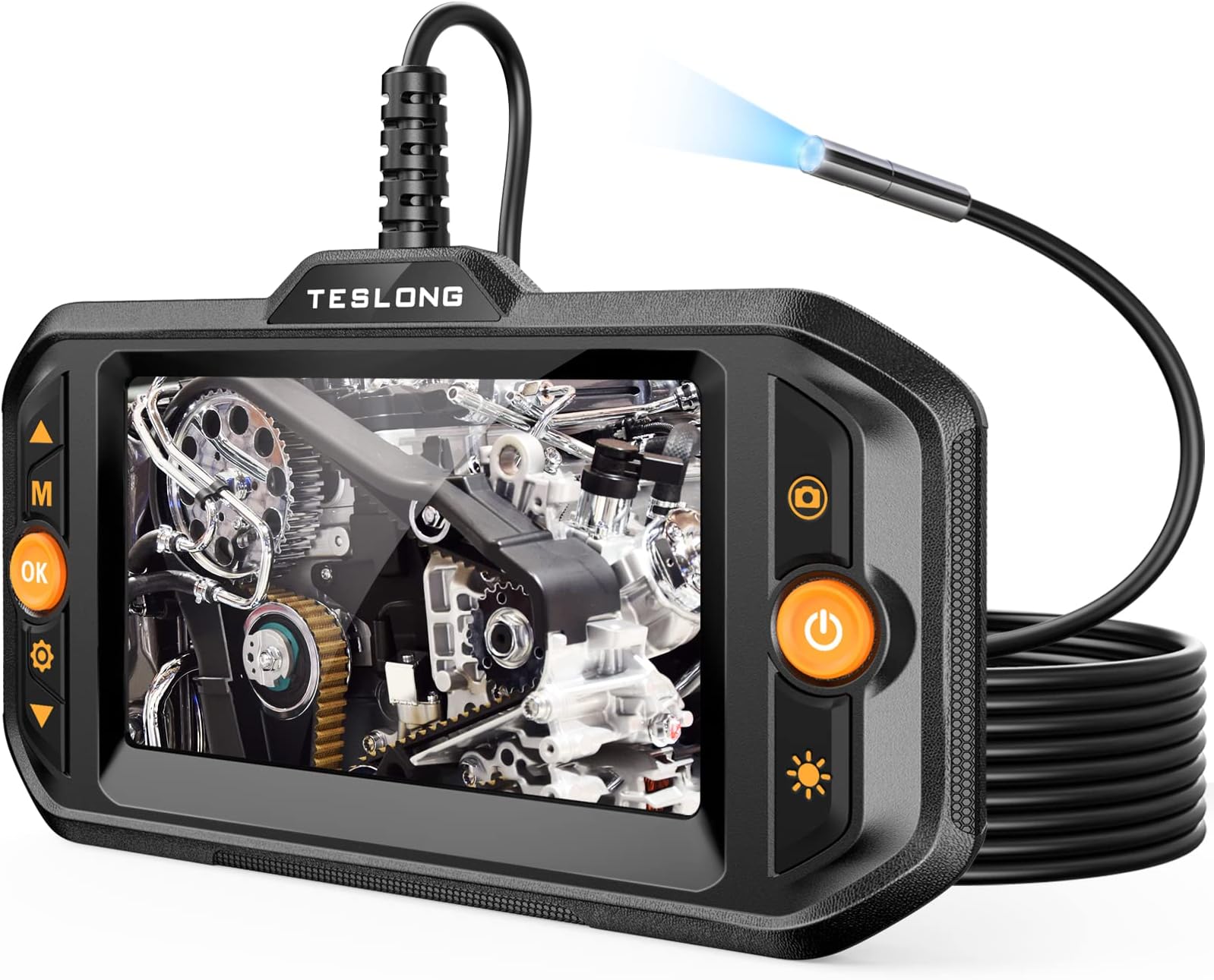 5.5mm Endoscope Camera with Light, Teslong Mechanic Borescope Inspection Camera with Monitor, Flexible Snake Probe Camera, Fiber Optic Scope for Automotive HVAC Drain Wall