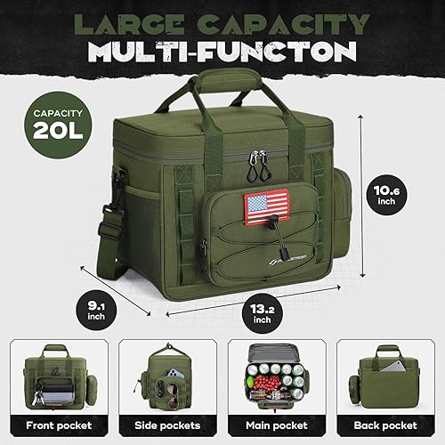 Miniatura 5 de Maelstrom Lonchera táctica grande para hombres, bolsa de almuerzo aislada, bolsas de enfriador suaves a prueba de fugas con bolsa MOLLE desmontable,
