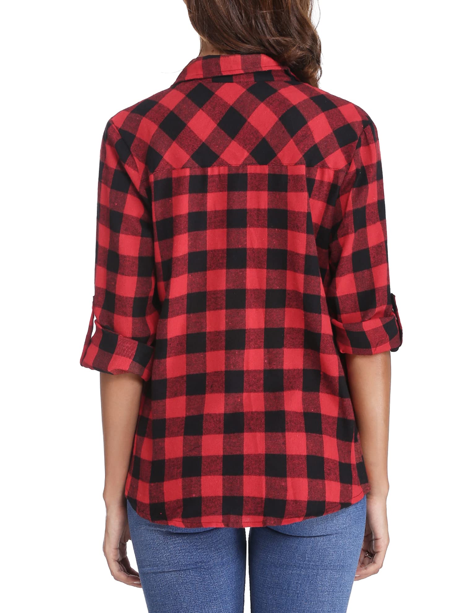 Totatuit Damen Kariertes Hemdbluse Knopfleiste Langarm Oktoberfest Bluse Karo Baumwolle Casual V-Ausschnitt Oberteile Flanellhemd Tops