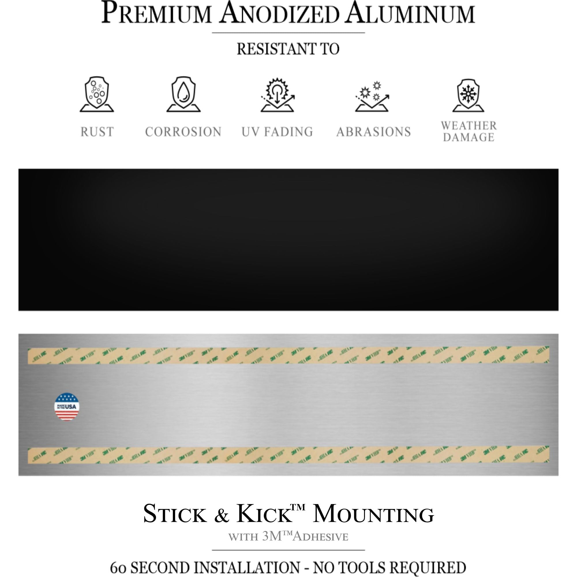 Placa para puerta – Aluminio anodizado – Montaje autoadhesivo industrial (8 x 32 pulgadas, negro satinado)