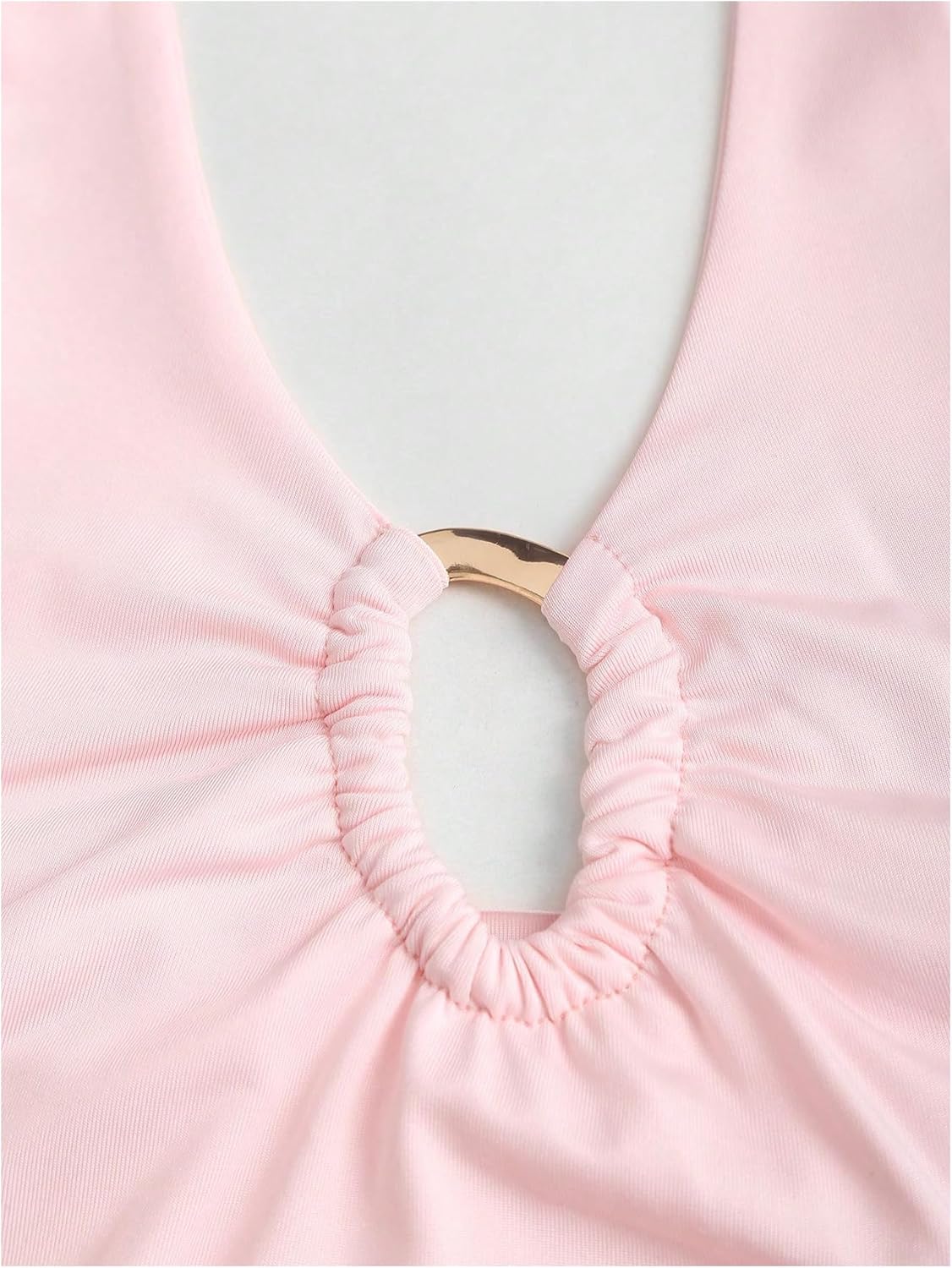 WDIRARA Women's Cut Out Sleeveless Halter Top Deep V Neck Tie Backless Going Out Tank Tops - Image 4