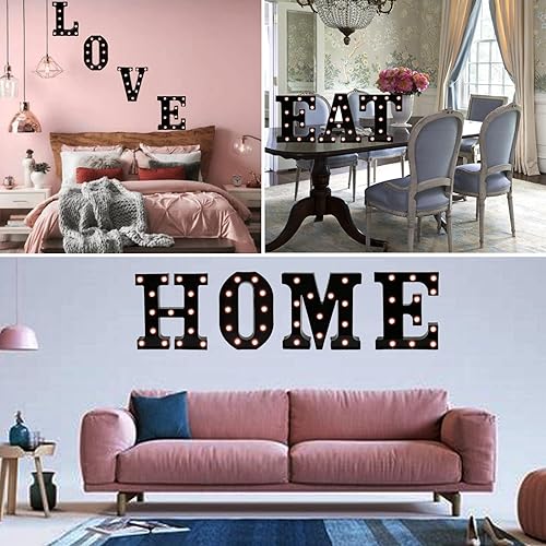 Miniatura 2 de Oycbuzo - Letras con iluminación Led, letras del alfabeto, color negro, para decoración de bares, festivales, cumpleaños, bodas