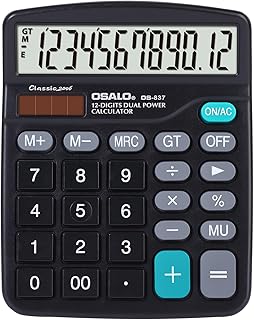OSALO Desktop Calculators, 12 Digit Basic Desk Calculator with Large LCD Display and Big Sensitive Buttons, Solar Battery ...