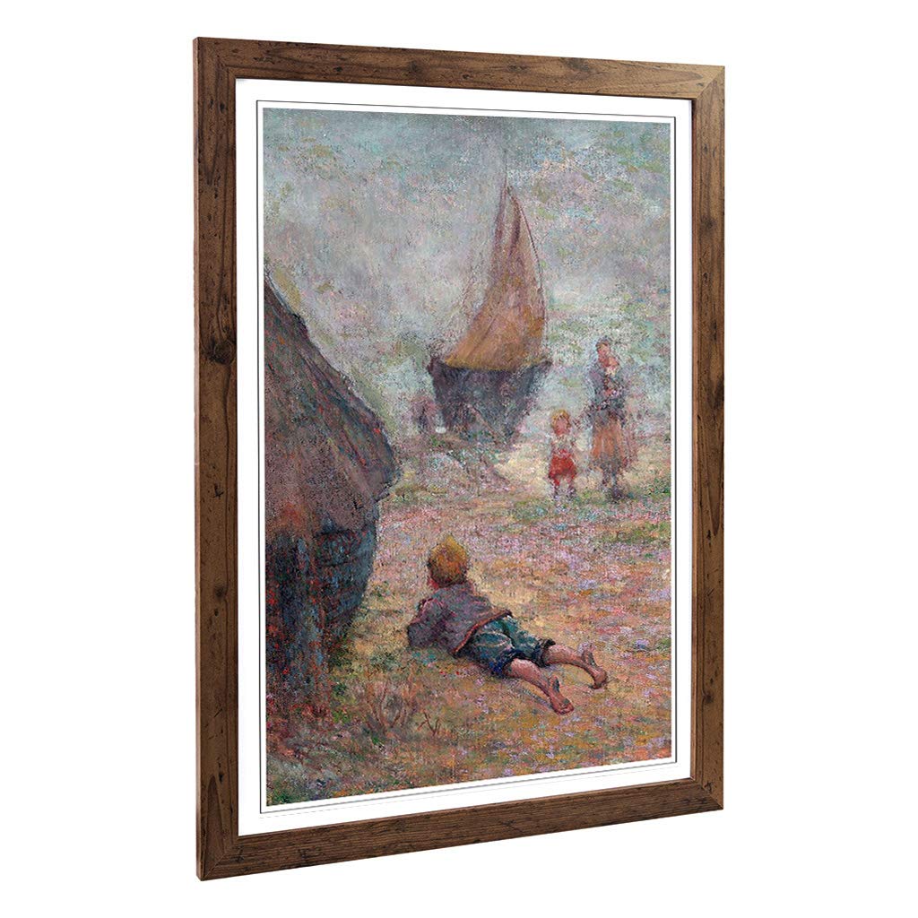 Big Box Art Framed Print of Claude Emile Schuffenecker One The Beach Design | Wall Art Picture | Home Decor for Kitchen, Living Room, Bedroom, Hallway, Walnut, A2 / 24.5x18 Inch / 62x45cm