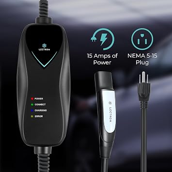 Lectron Level 1 Tesla Charger (WiFi) - 110V, 15A, NEMA 5-15 Plug, 16 ft Cord - Portable Electric Car Charger for Tesla & NACS Evs