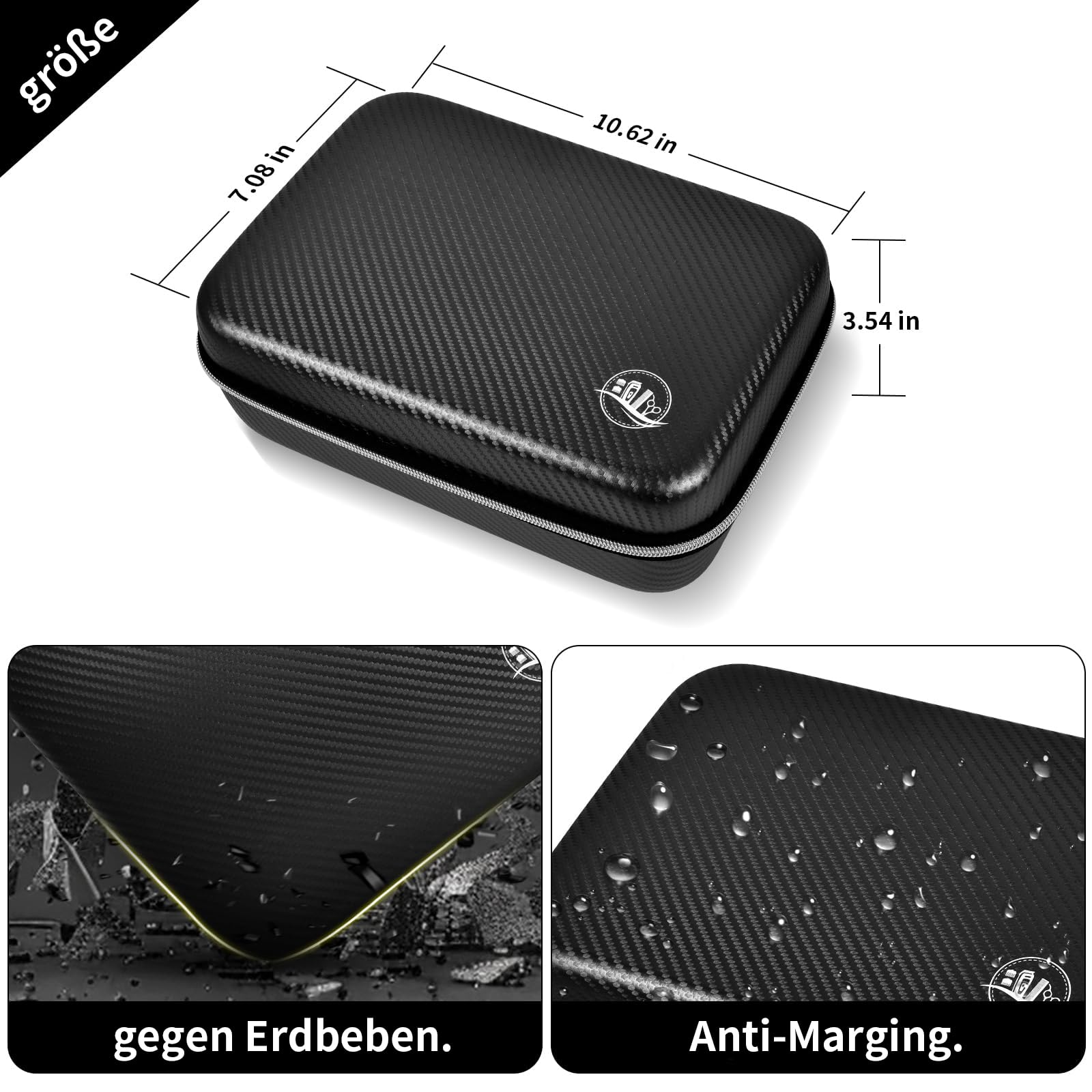 Boobowl Haarschneider Zubehör Tasche für Clipper und Zubehör, Men Hair Trimmer Box, Portable Clipper Aufbewahrungshalter für Haarschneiden, Guard Grooming Kit (nur Box) (Schwarz Silber)