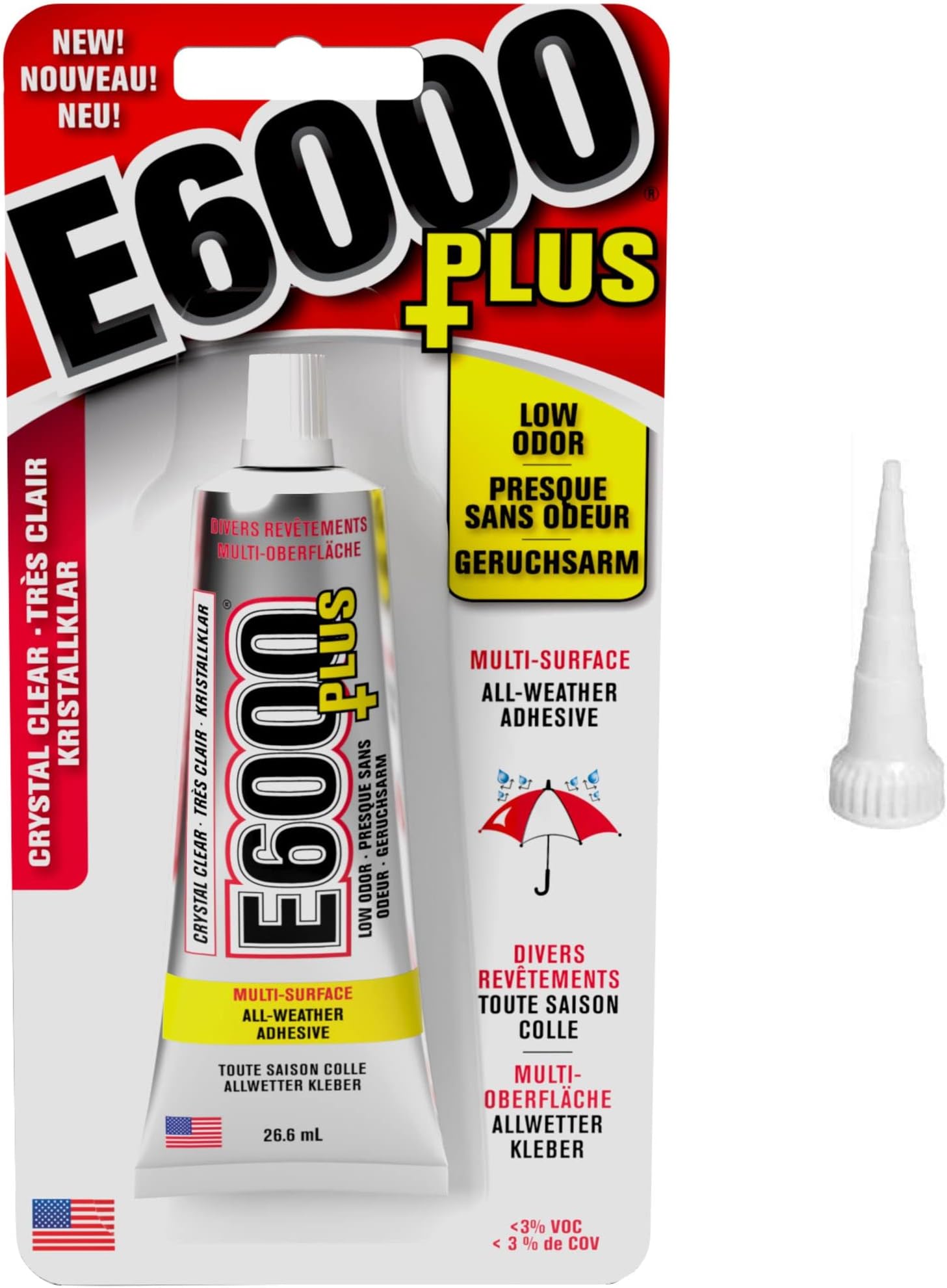 Eclectic E6000 Industriekleber, 59,1ml Tube, hitzebeständiger wasserfester Kleber, Alleskleber