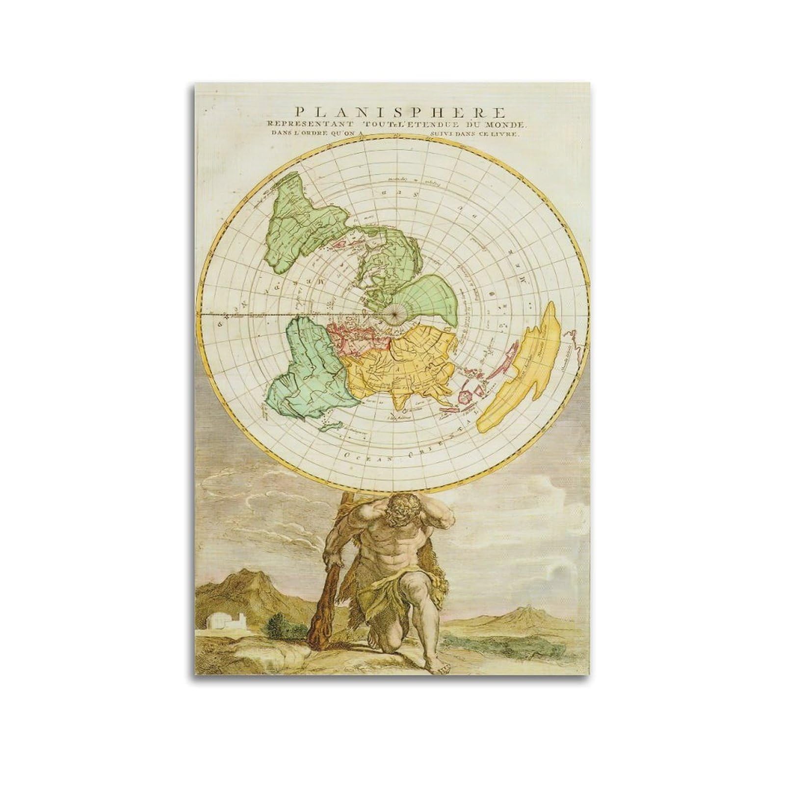 ESTE Ancient World Map Poster of 18th Century France Decorative Painting Canvas Modern Art Picture 20x30inch(50x75cm)