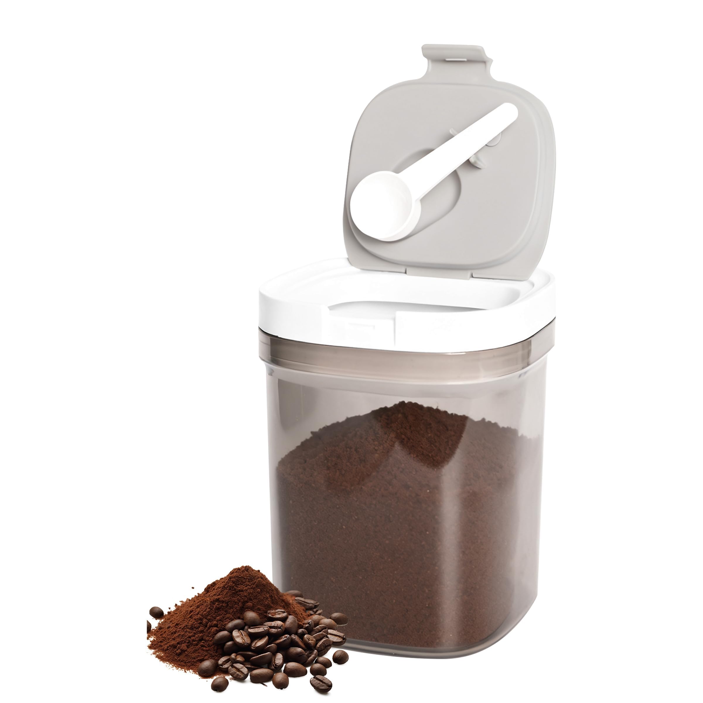 ZHABAYEN 1300ml Plastic Airtight Coffee Canister with Magnetic Scoop