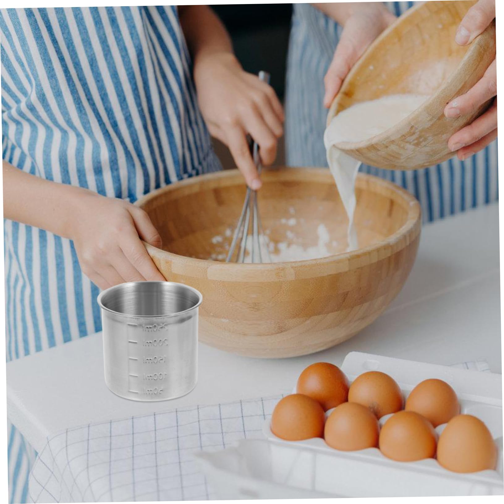 Amosfun 3 Stück Handliche Messbecher Für Die Küche Aus Edelstahl Mit Behältern Für Mehl Latte Art Und Sirup Zum Einfachen Kochen Abgestuft